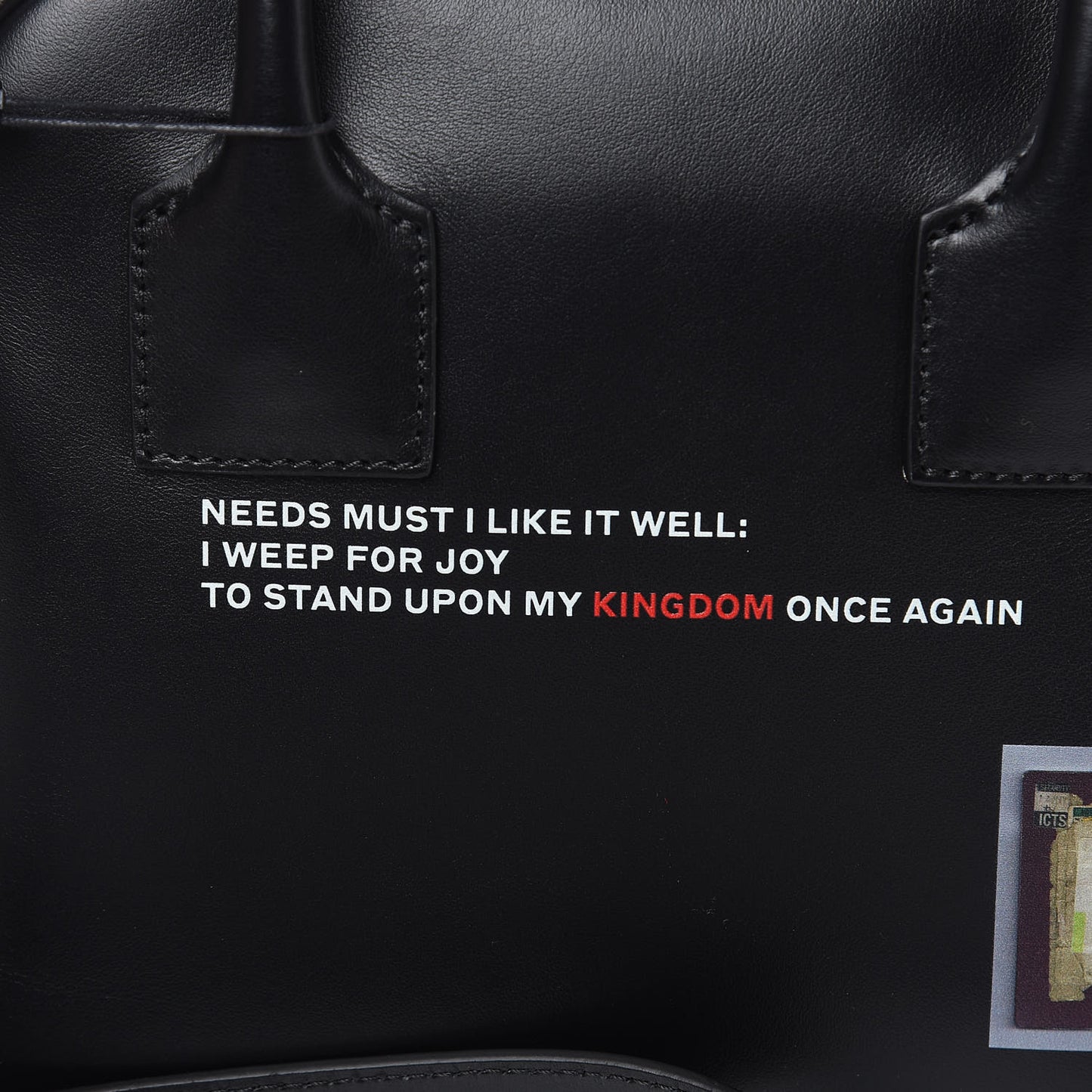 Smooth Calfskin Montage Print Small Cube Bowling Bag Black