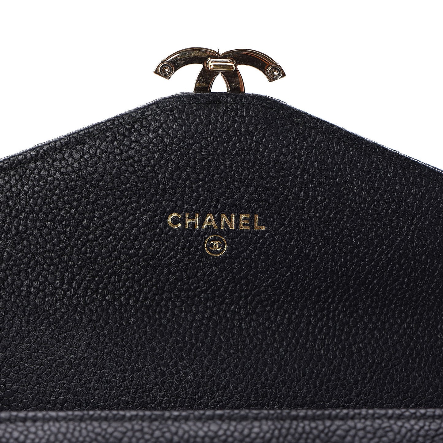 Caviar Quilted Medium CC Box Flap Wallet Black Navy