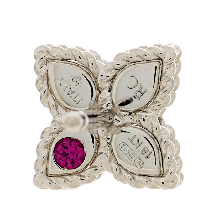 Roberto Coin 18K White Gold Diamond Princess Flower Small Stud Earrings 4 of 5