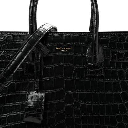 Saint Laurent Calfskin Crocodile Embossed Baby Sac De Jour Black 9 of 12