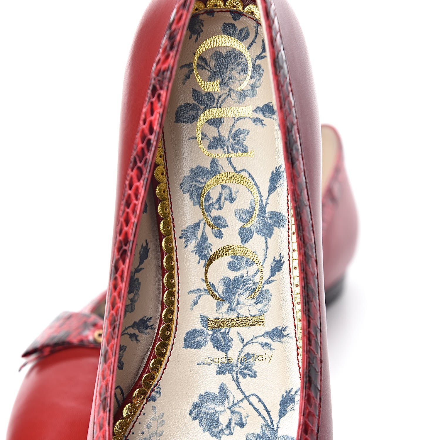 Gucci Malaga Kid Elaphe Yva Ballet Flats 38 Hibiscus Red 7 of 9