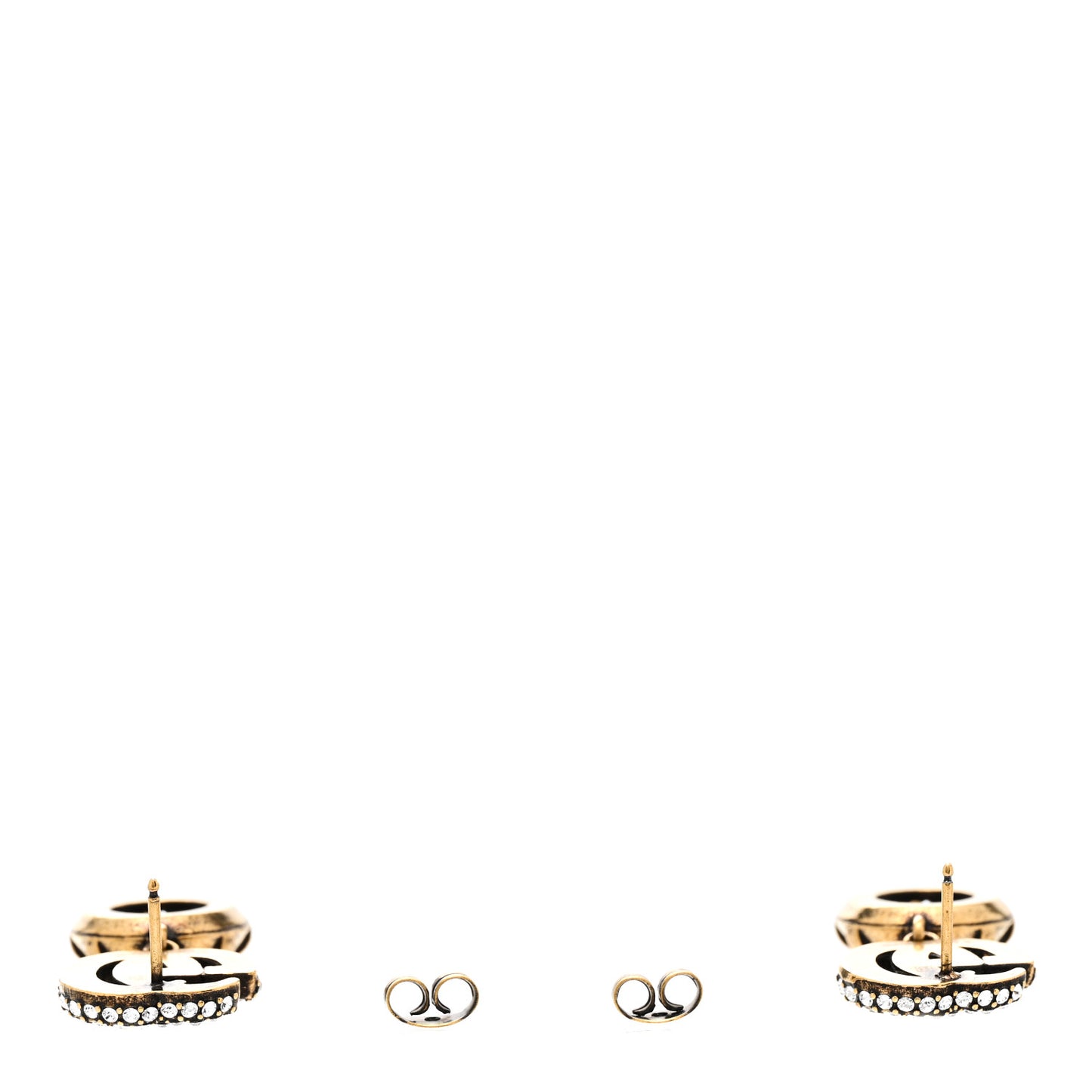 Metal Crystal Double G Drop Earrings Aged Gold