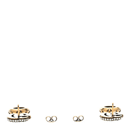 Gucci Metal Crystal Double G Drop Earrings Aged Gold 3 of 5