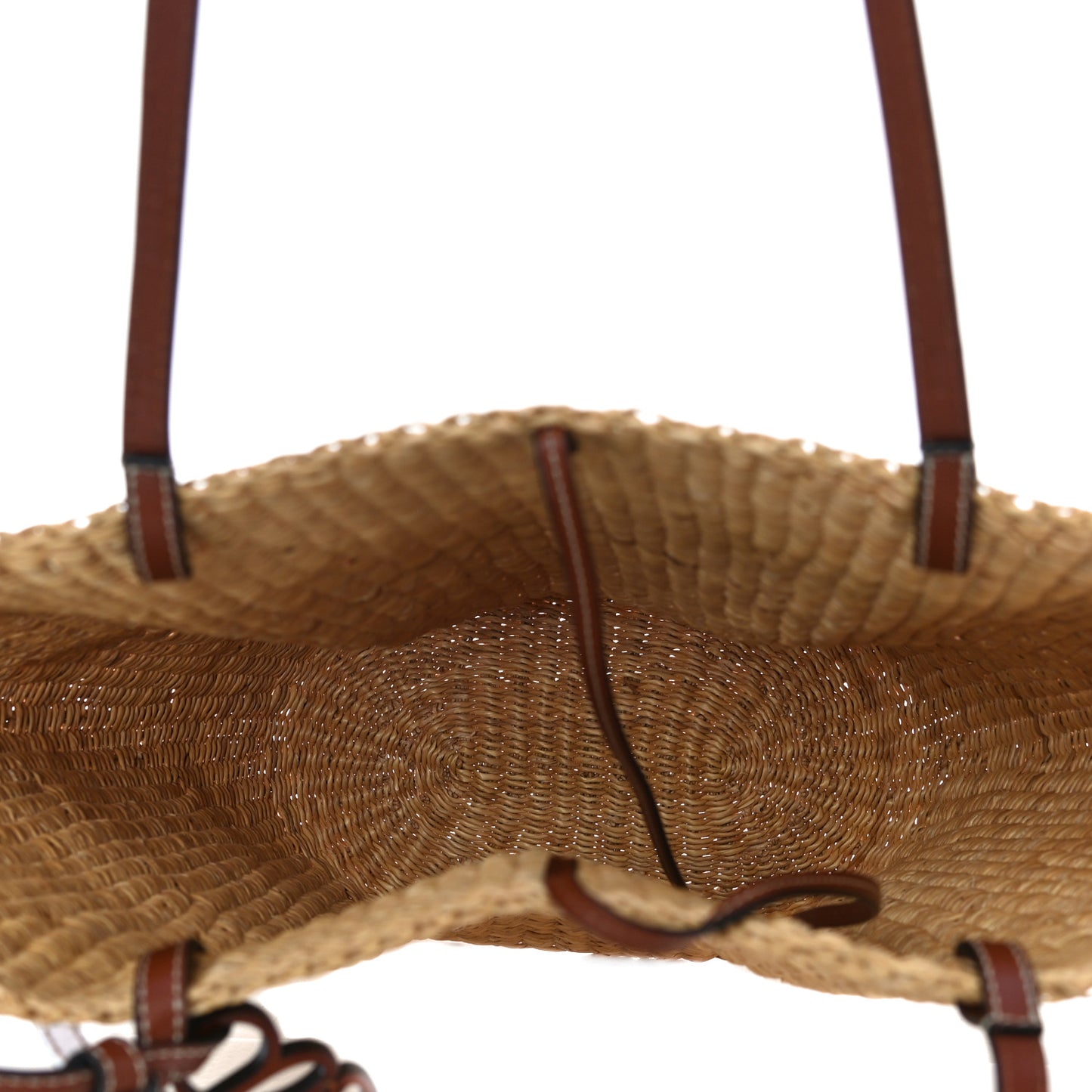Calfskin Raffia Paulas Ibiza Small Basket Tote Bag Natural Tan