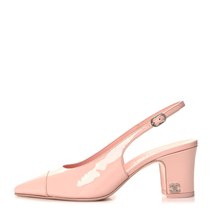 Chanel Patent Calfskin Cap Toe CC Slingback Pumps 36 Light Pink 1 of 9