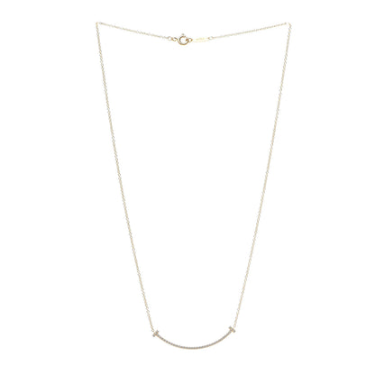 Tiffany 18K Yellow Gold Diamond Small T Smile Pendant Necklace 3 of 6