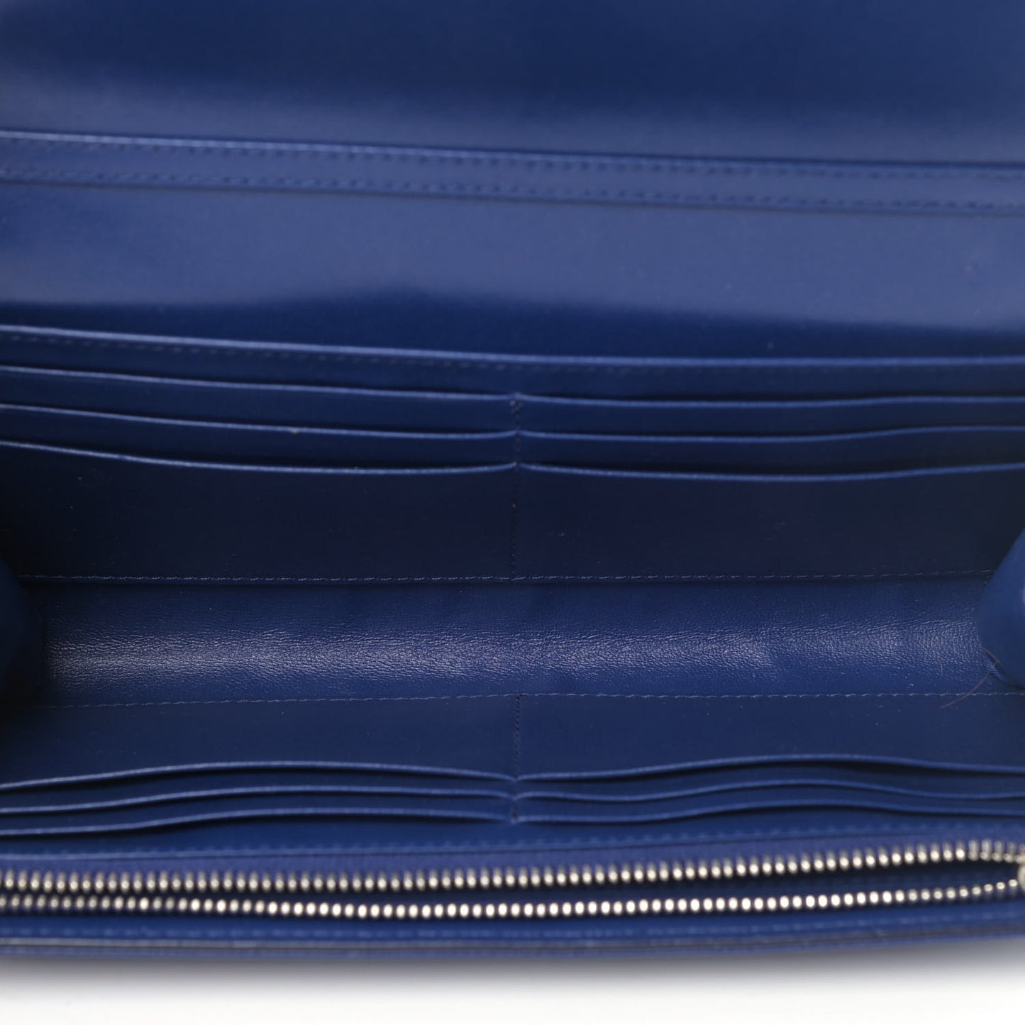 Grained Calfskin Diorama Croisiere Chain Wallet Blue