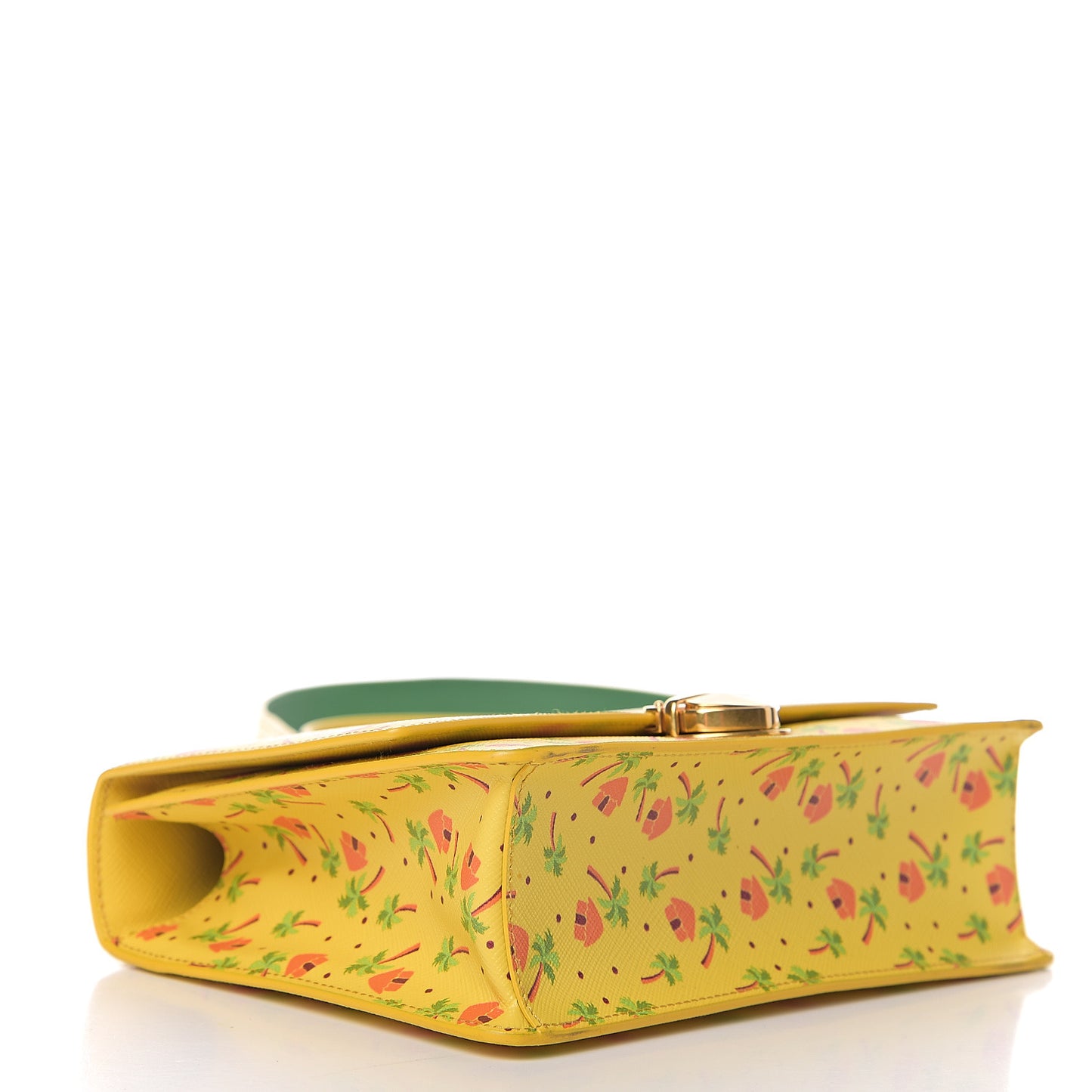 Saffiano Palm Tree Print Shoulder Bag Giallo