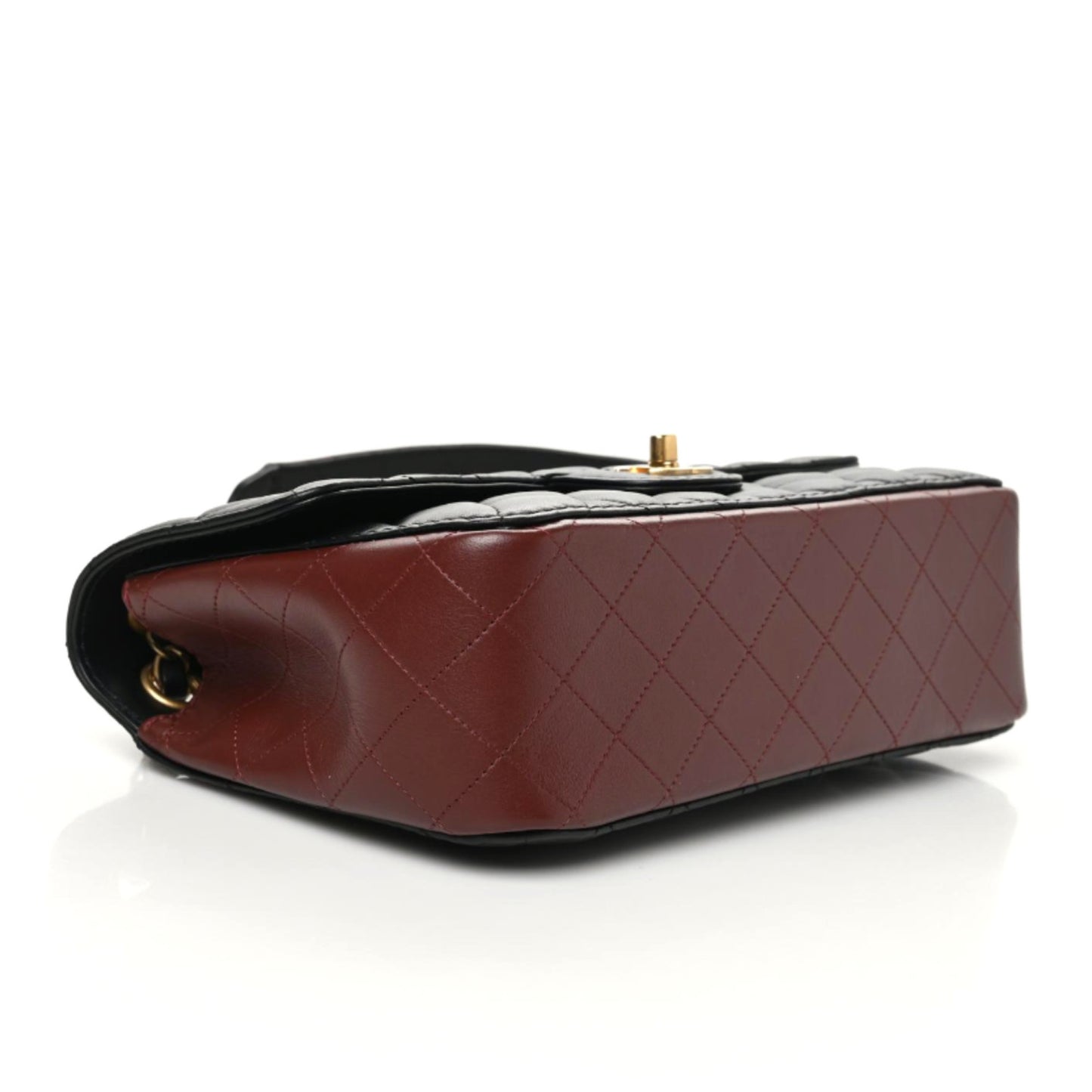 Calfskin Quilted Strap Into Flap Bag Black Brown