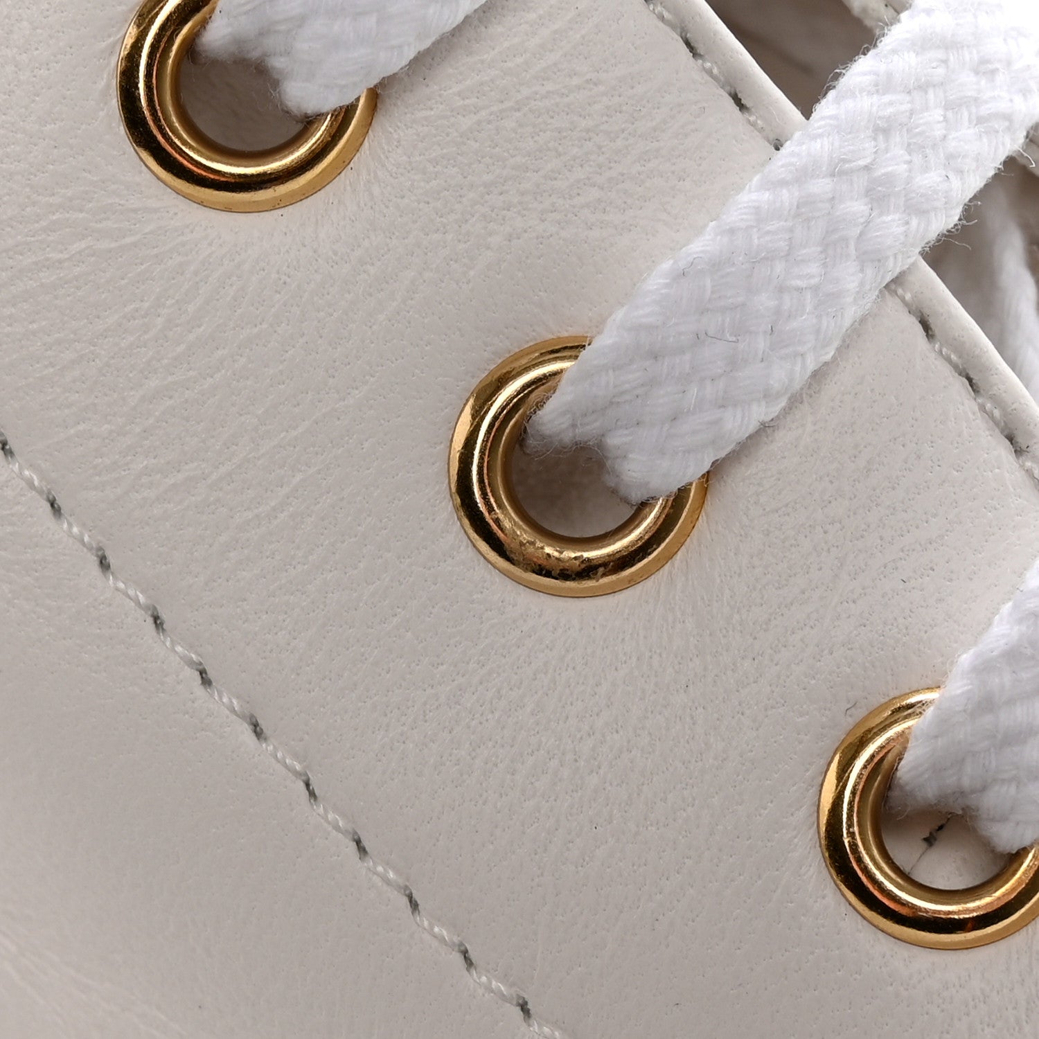 Chanel Lambskin Quilted Lace Up Wedge Combat Boots 37.5 White 16 of 18