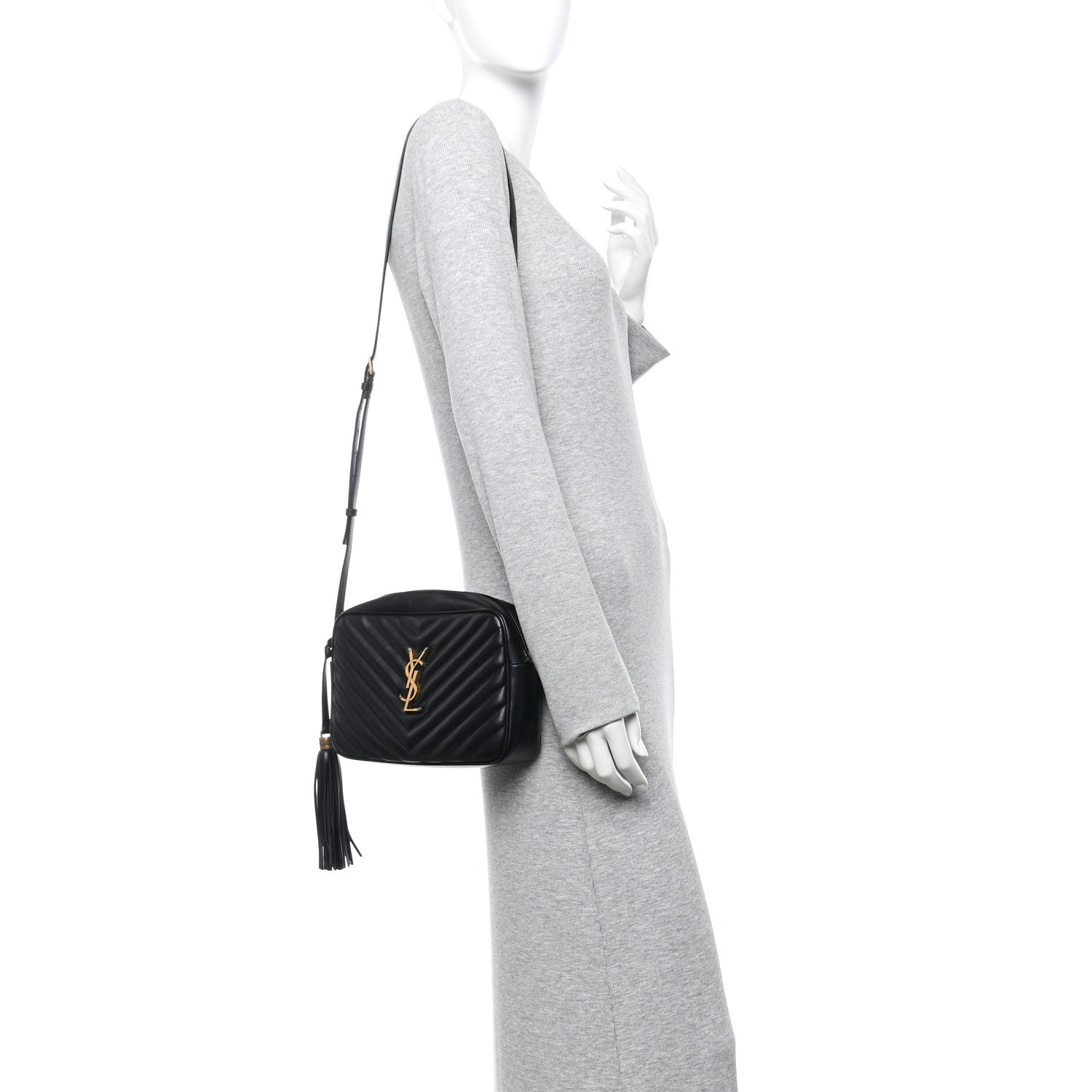 Saint Laurent Calfskin Matelasse Monogram Lou Camera Bag Black 2 of 11