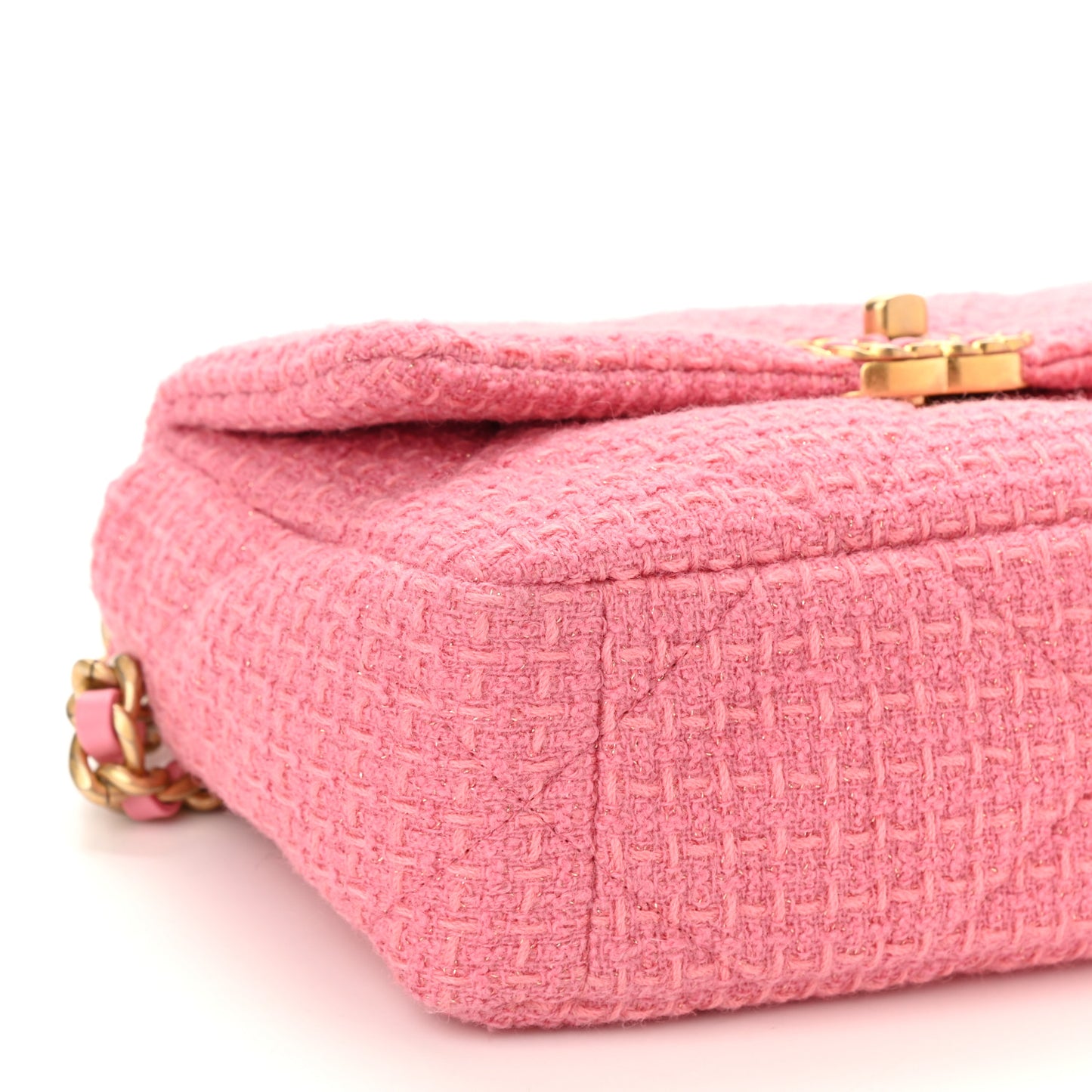 Metallic Tweed Quilted Medium Chanel 19 Flap Pink