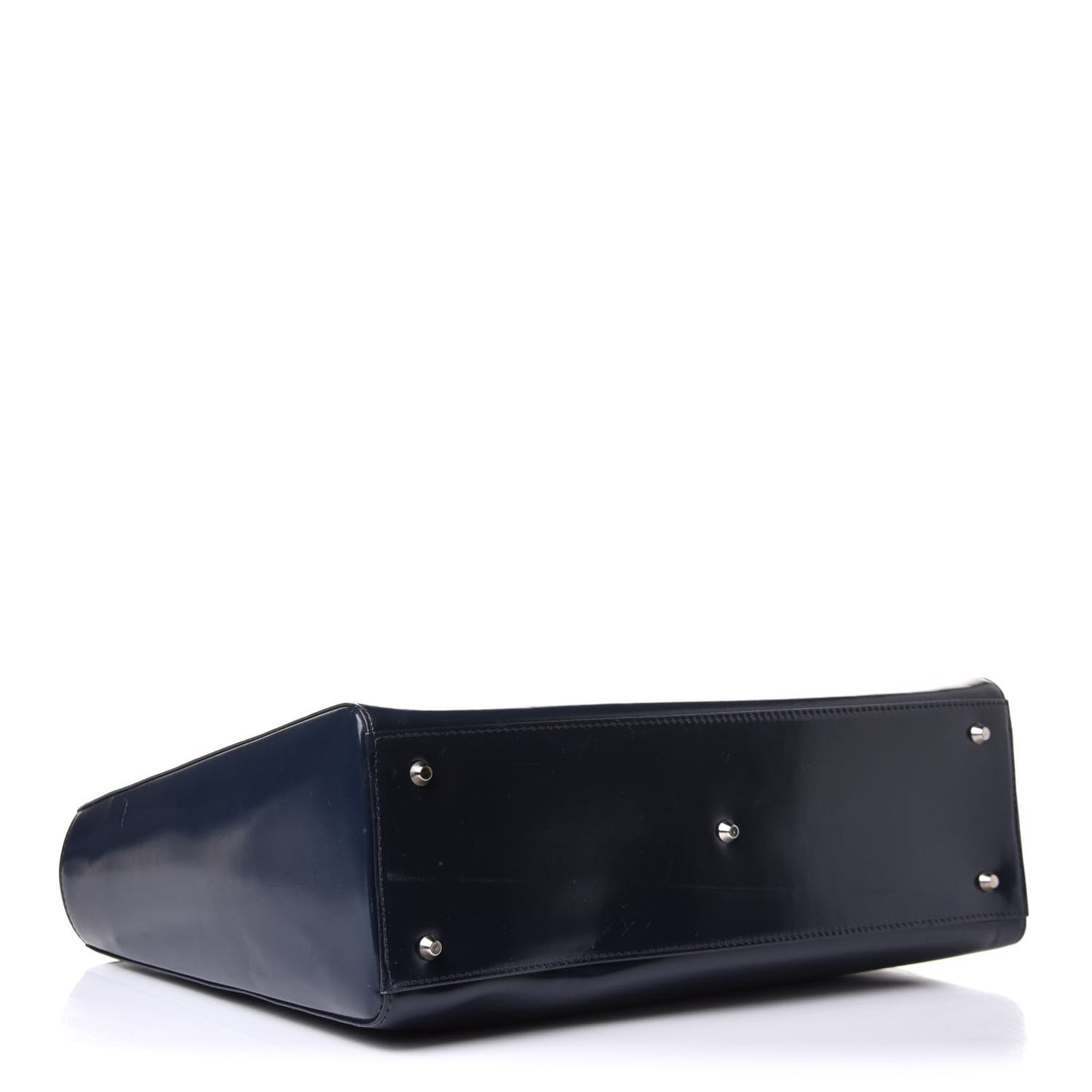 Glazed Calfskin Large Lady Dior Dark Blue