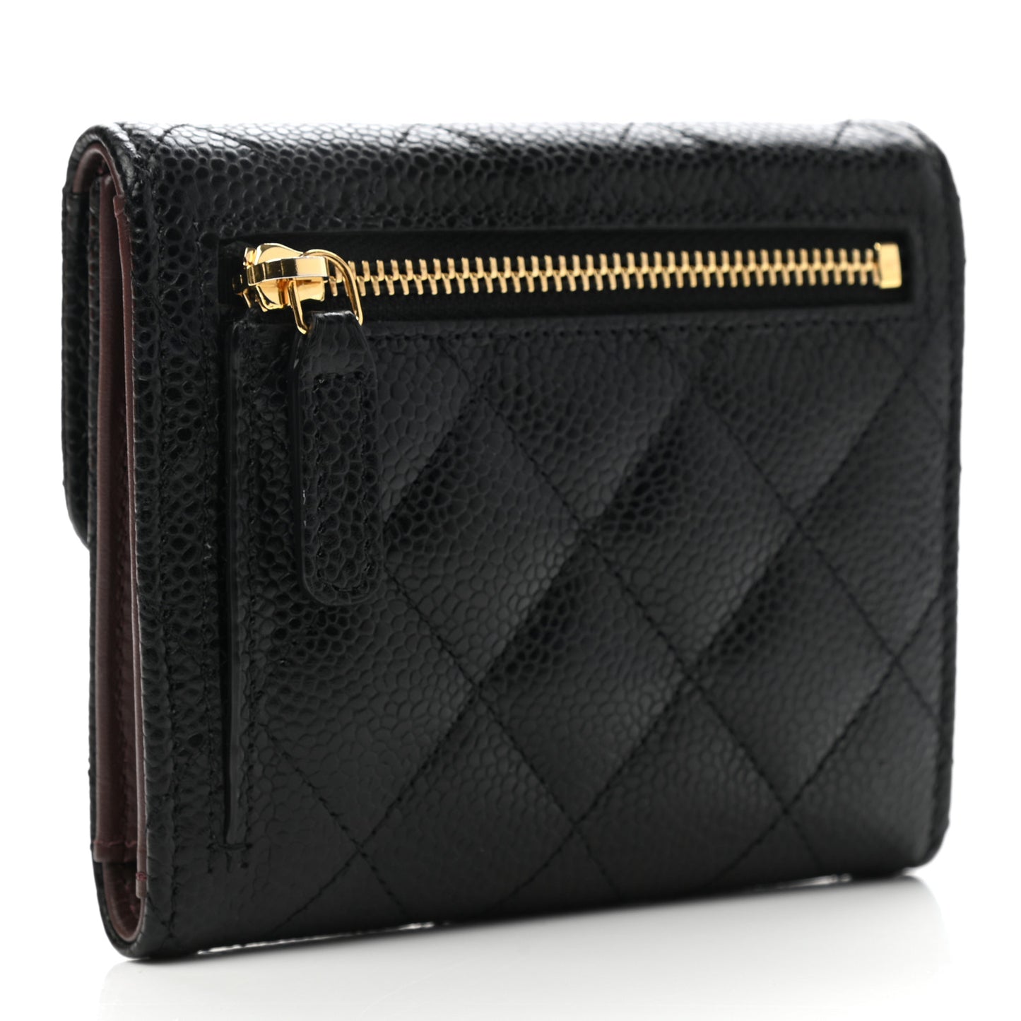 Caviar Quilted Compact Flap Wallet