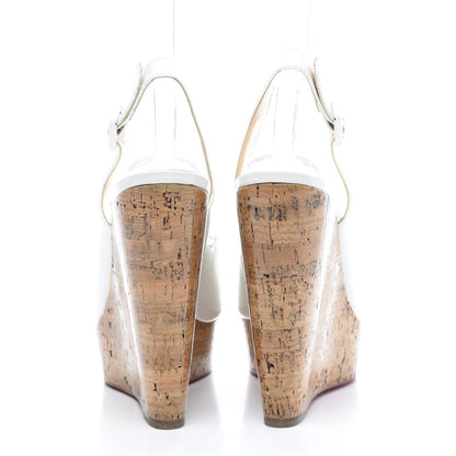 Christian Louboutin Suede Cork Une Plume Sling 140 Wedges 39.5 White 5 of 9