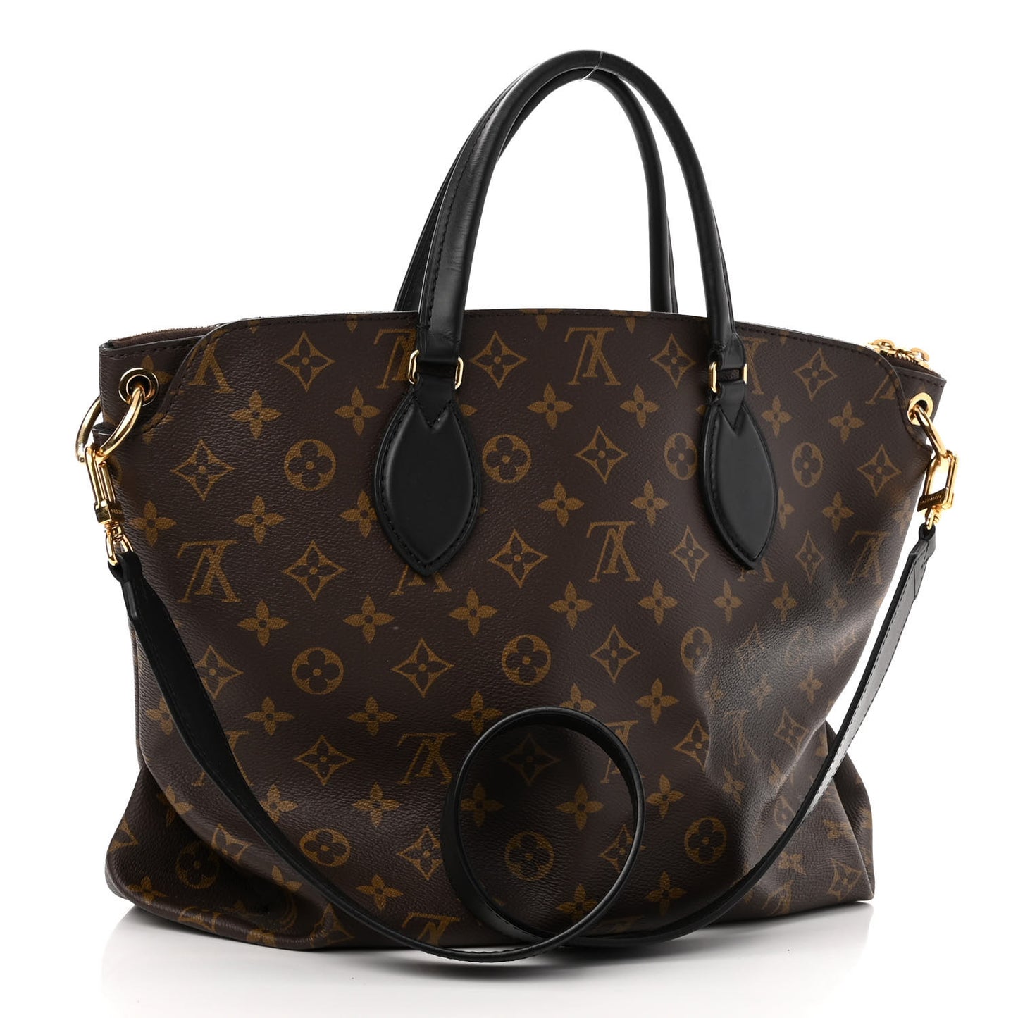 Monogram Flower Zipped Tote MM Black