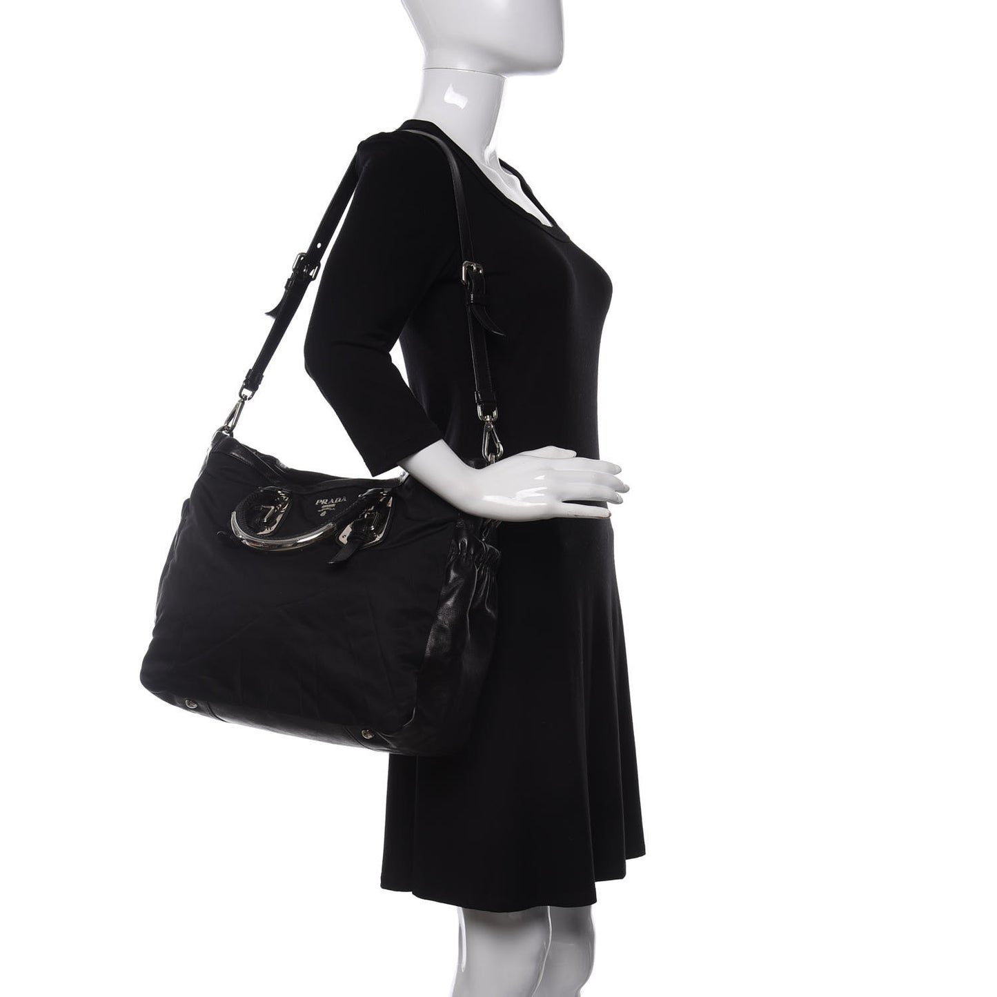 Tessuto Nylon Soft Calfskin Tote Black
