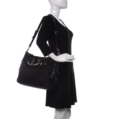 Prada Tessuto Nylon Soft Calfskin Tote Black 2 of 11
