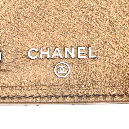Chanel Metallic Aged Calfskin Quilted Paris New York PNY Wallet Dark Gold 6 of 8