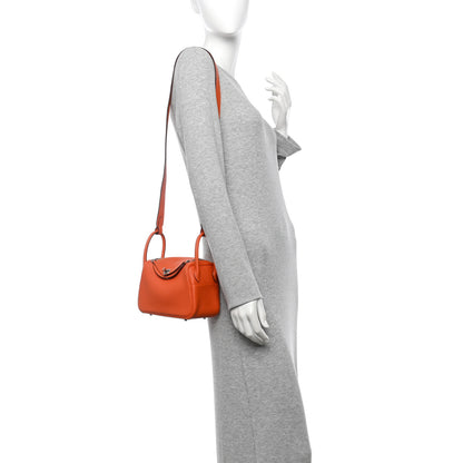 Hermes Taurillon Clemence Mini Lindy 20 Feu 2 of 11