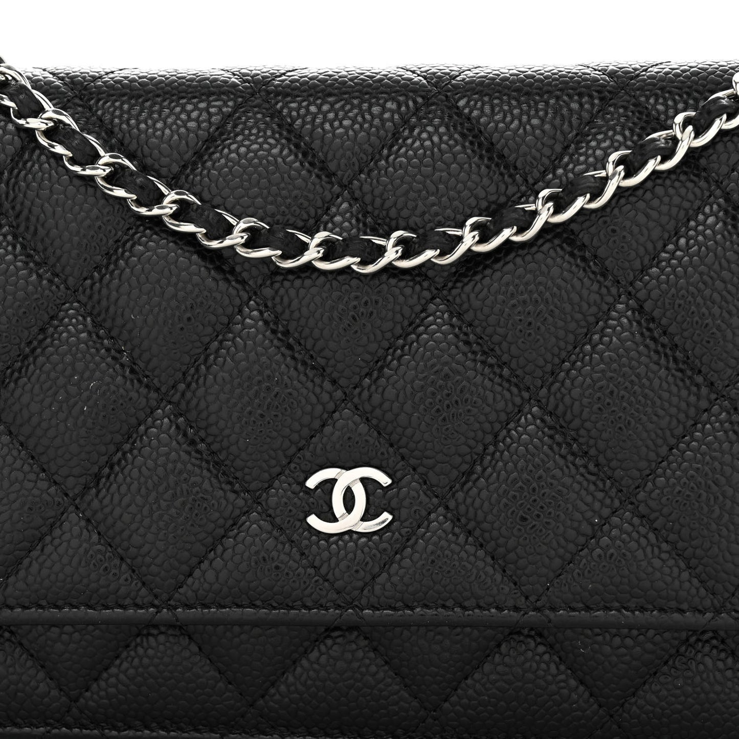 Caviar Quilted Wallet on Chain WOC Black