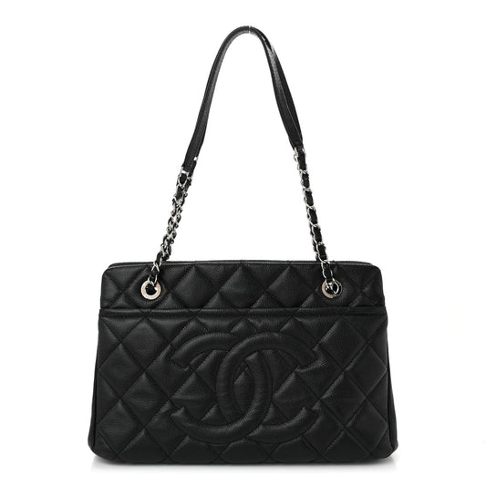 Caviar Quilted Timeless CC Soft Tote Black