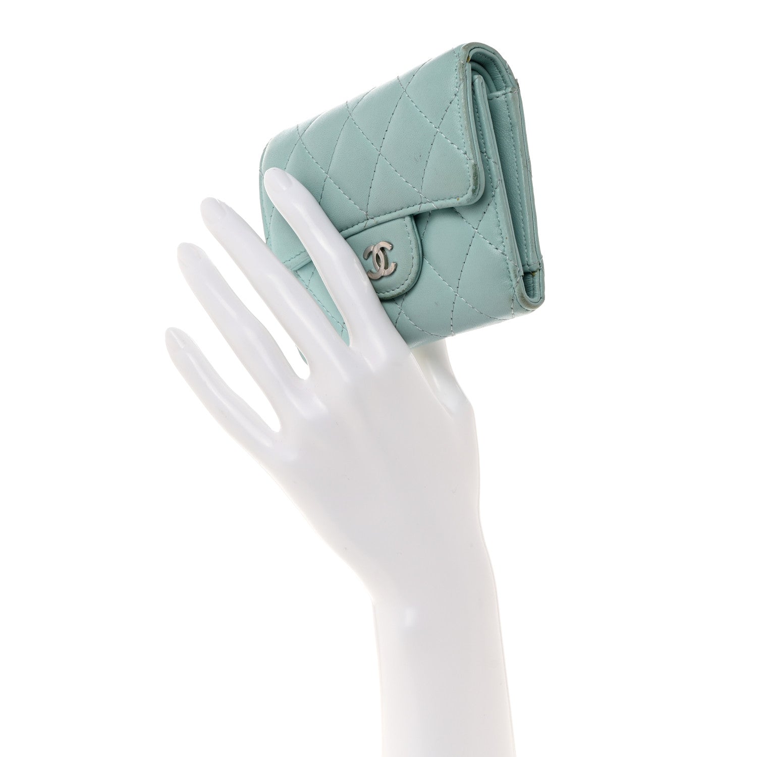 Chanel Caviar Quilted Small Flap Wallet Light Blue 2 of 11