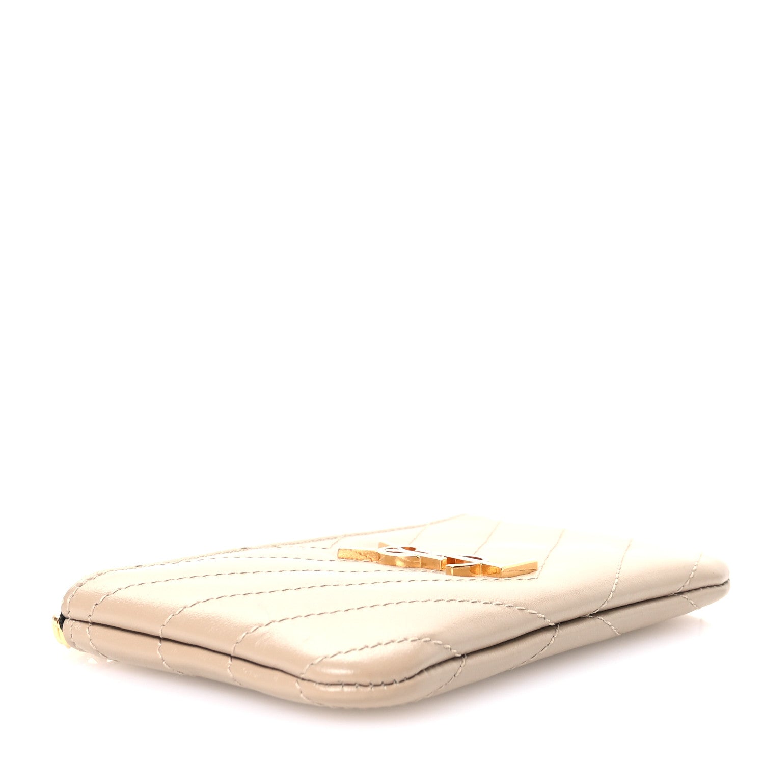 Saint Laurent Calfskin Matelasse Monogram Key Pouch Light Taupe 4 of 7
