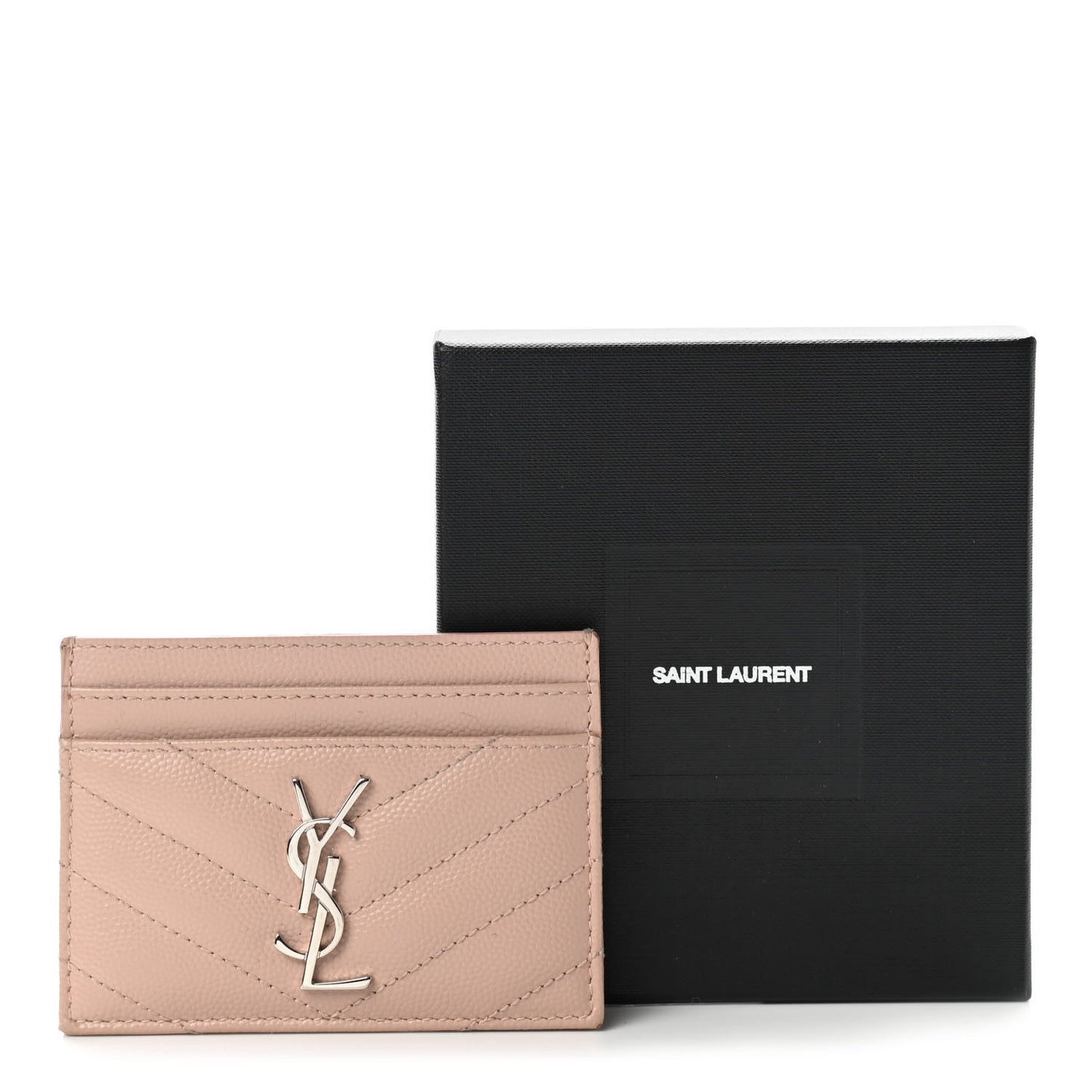 Grain De Poudre Matelasse Chevron Monogram Credit Card Case Pale Pink