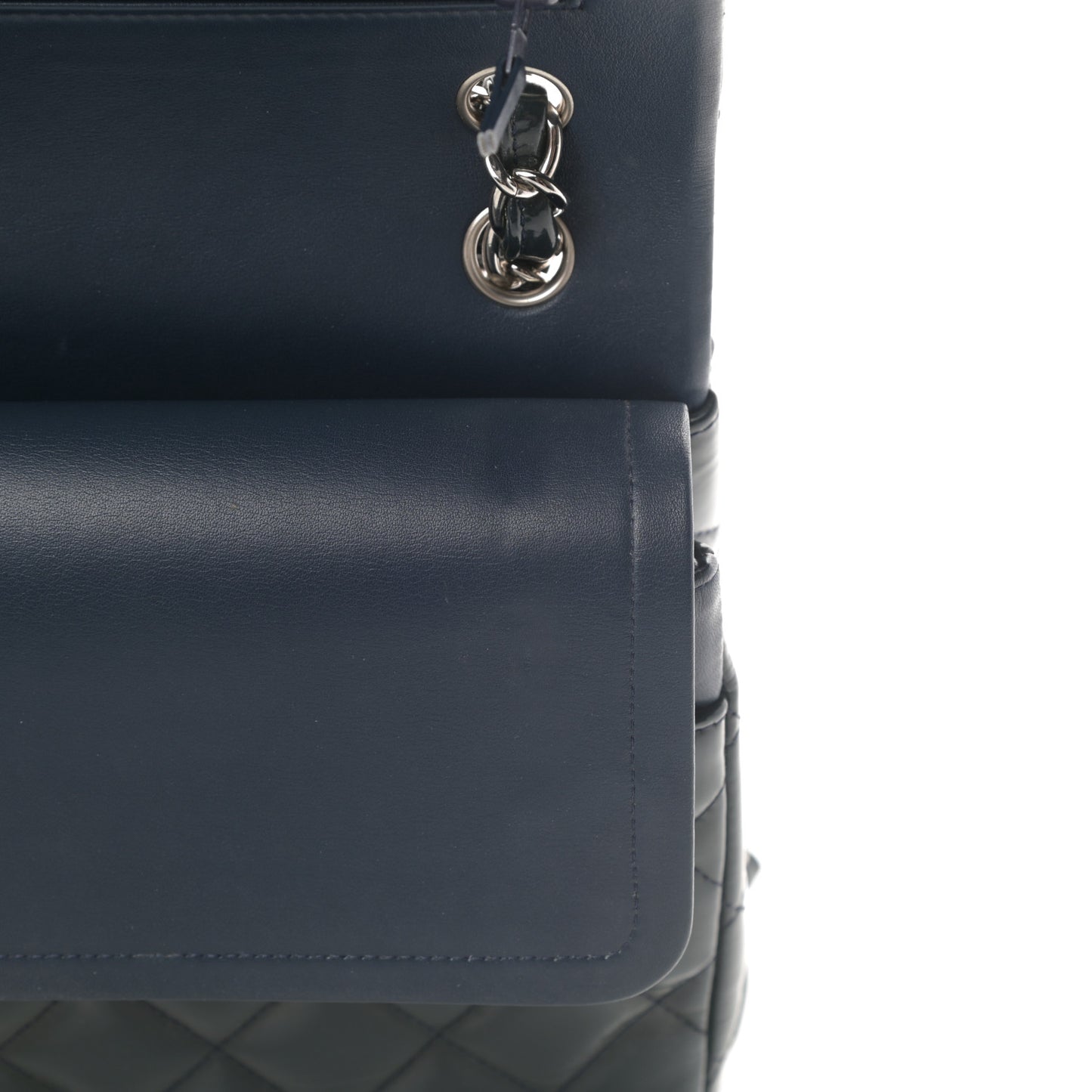 Patent Quilted Jumbo Double Flap Blue