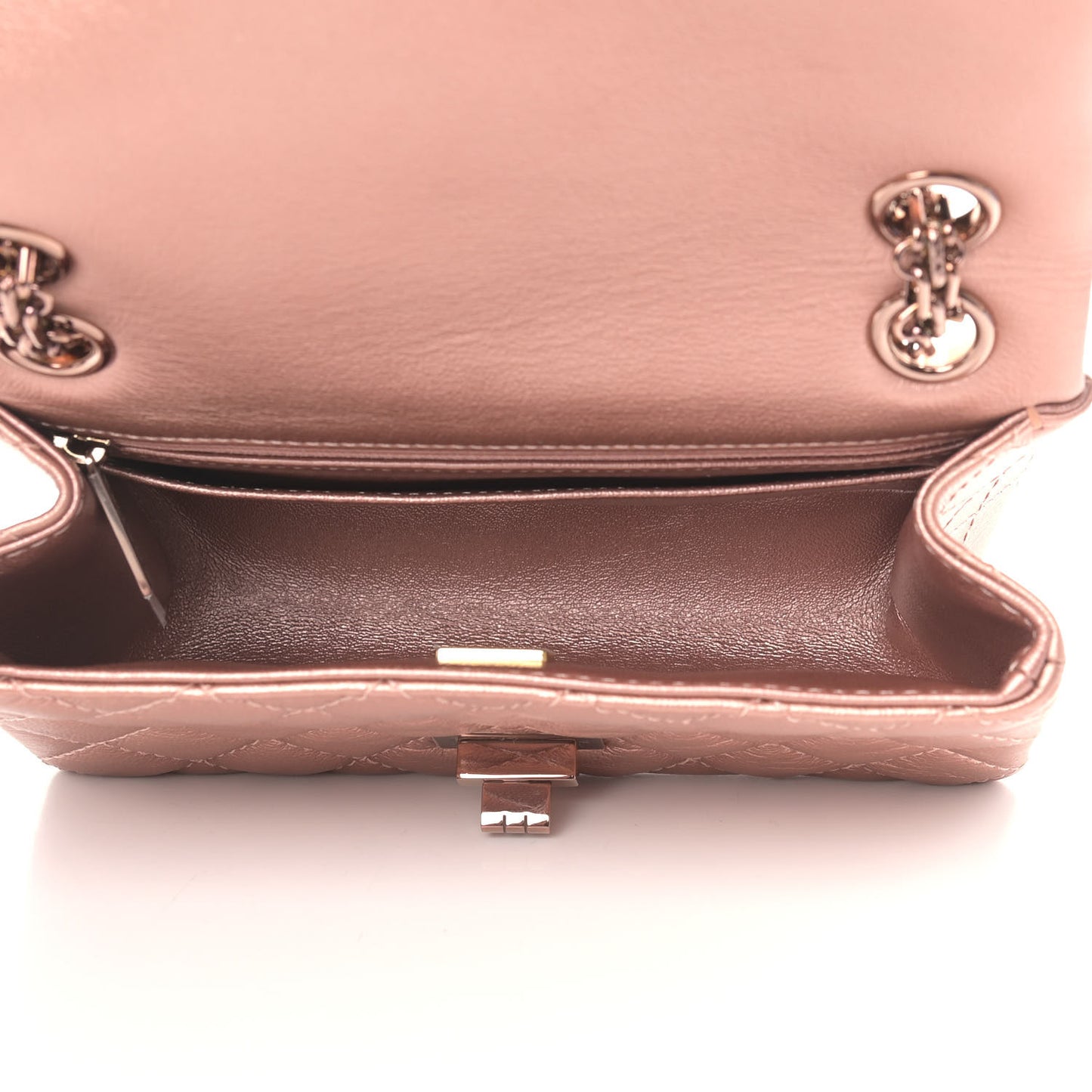 Metallic Grained Calfskin Quilted 2.55 Reissue Mini Flap Copper Pink