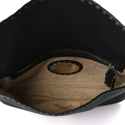 Fendi Calfskin Romano Selleria Baguette Black 5 of 9