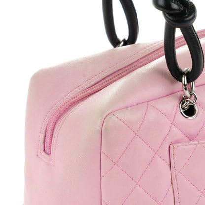 Chanel Calfskin Quilted Large Cambon Bowler Pink Black 4 of 10
