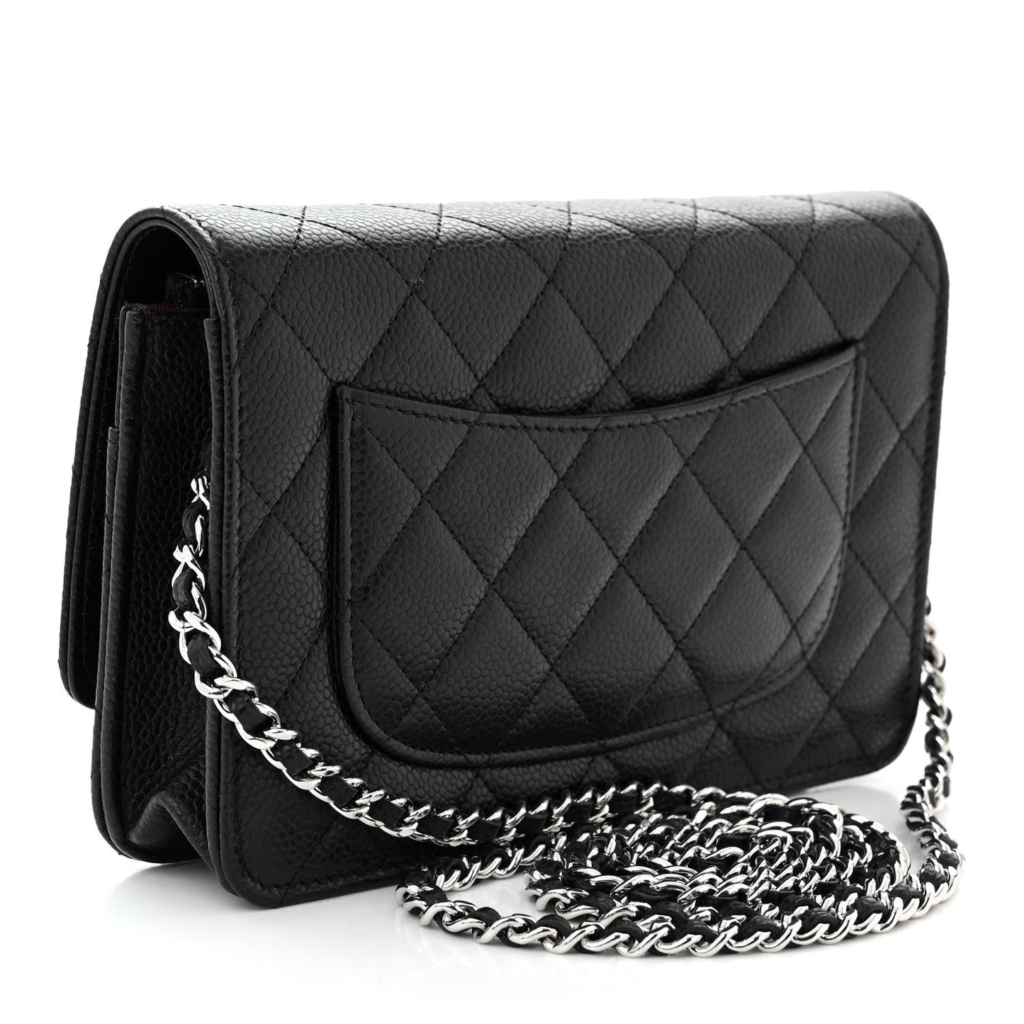 Caviar Quilted Wallet on Chain WOC Black