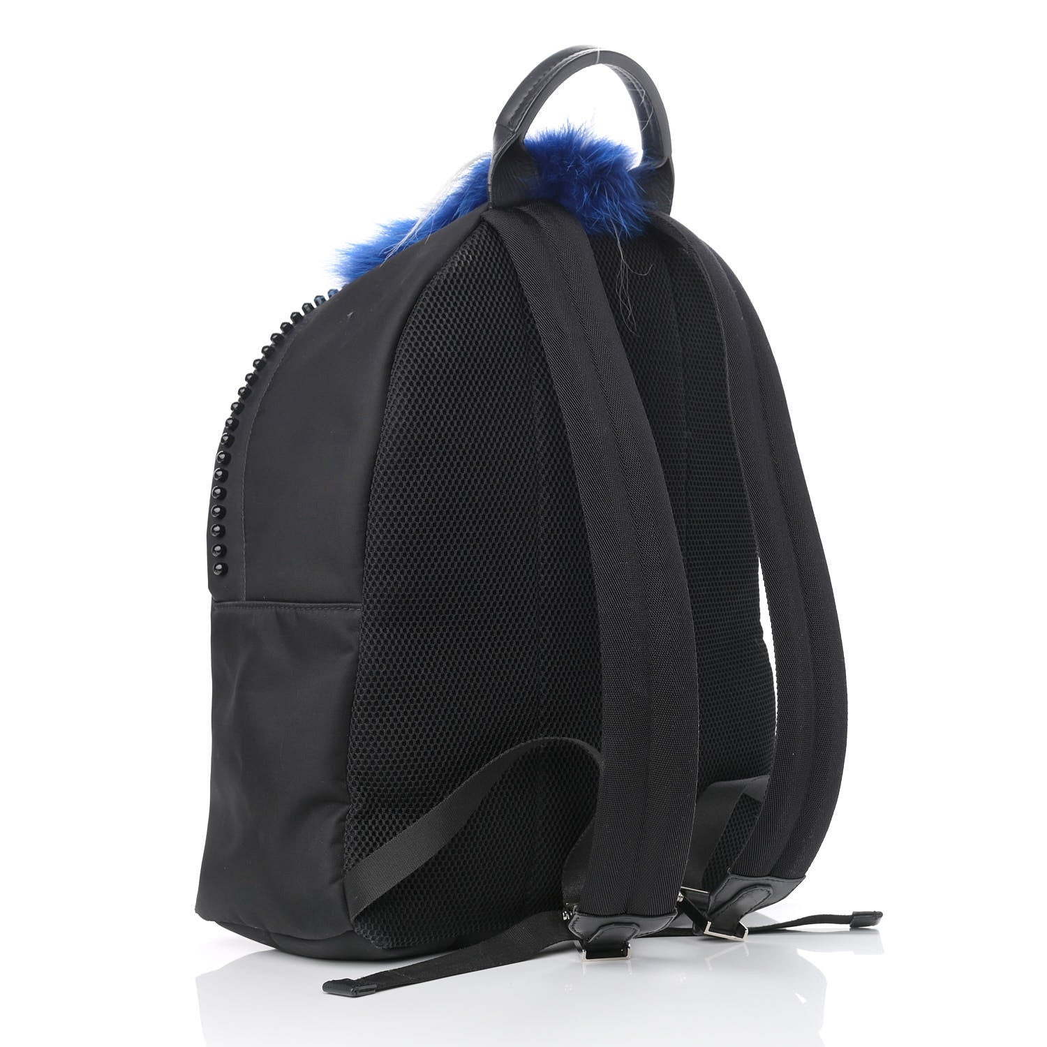 Fendi Nylon Vitello Century Mink Fox Goat Fur Studded Karlito Backpack Black Multicolor 3 of 17