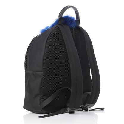 Fendi Nylon Vitello Century Mink Fox Goat Fur Studded Karlito Backpack Black Multicolor 3 of 17