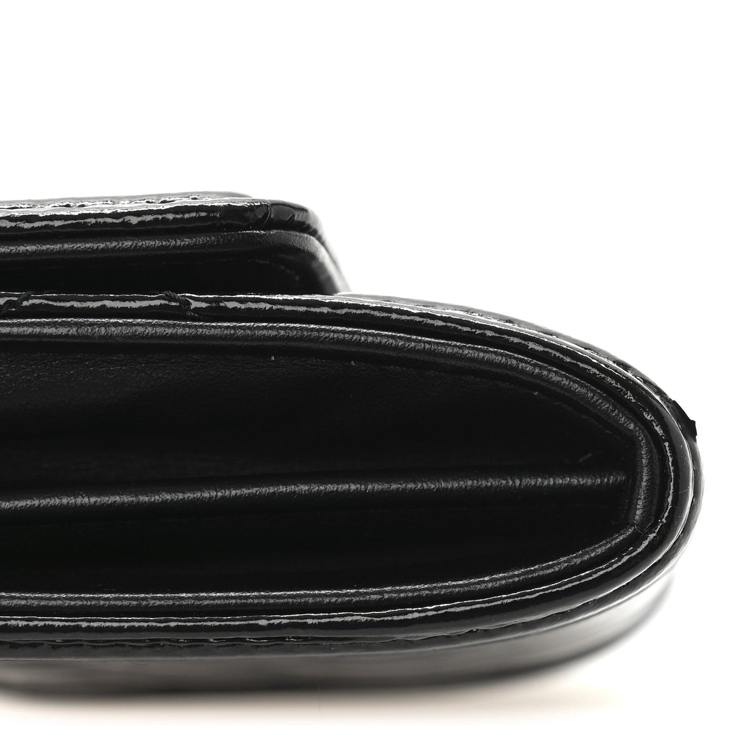 Distressed Patent Quilted Boy Flap Card Holder Wallet Black