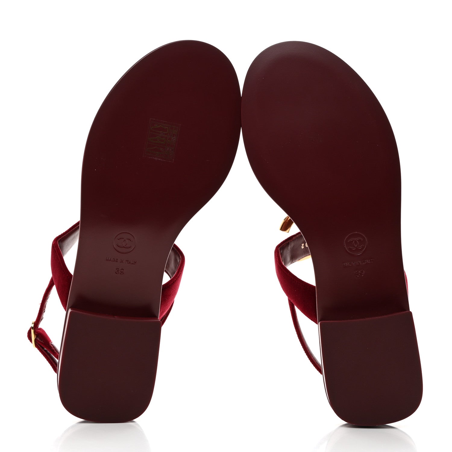 Chanel Velvet Metal Gripoix CC Thong Sandals 39 Burgundy 5 of 9