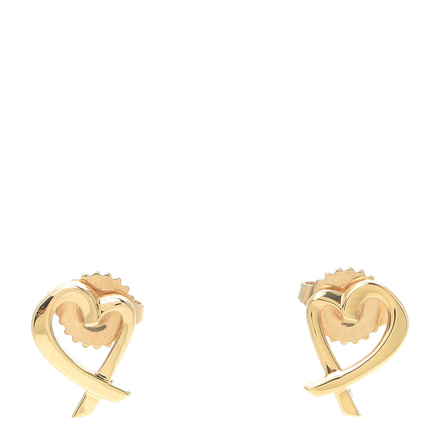 Tiffany 18K Yellow Gold Mini Paloma Picasso Loving Heart Earrings 1 of 4