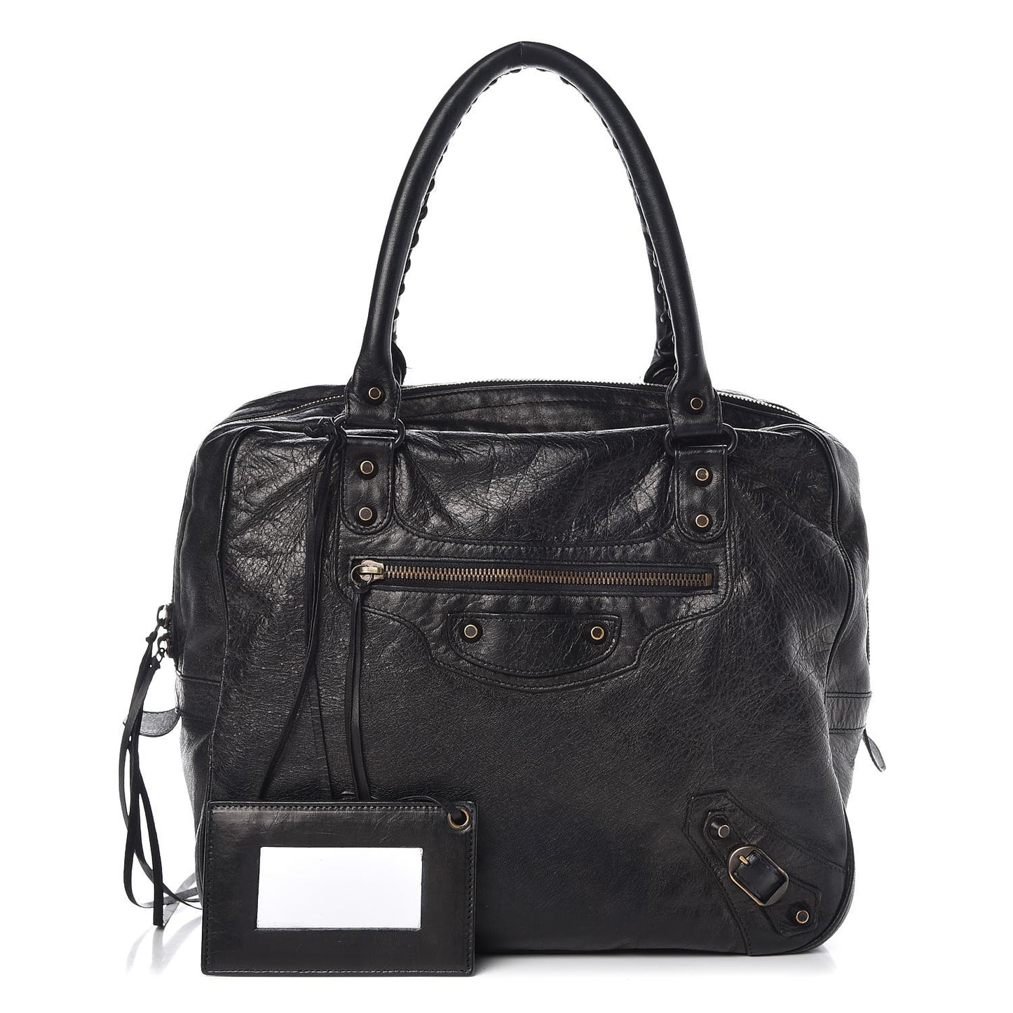 Agneau Classic Hardware Shoulder Bag Black