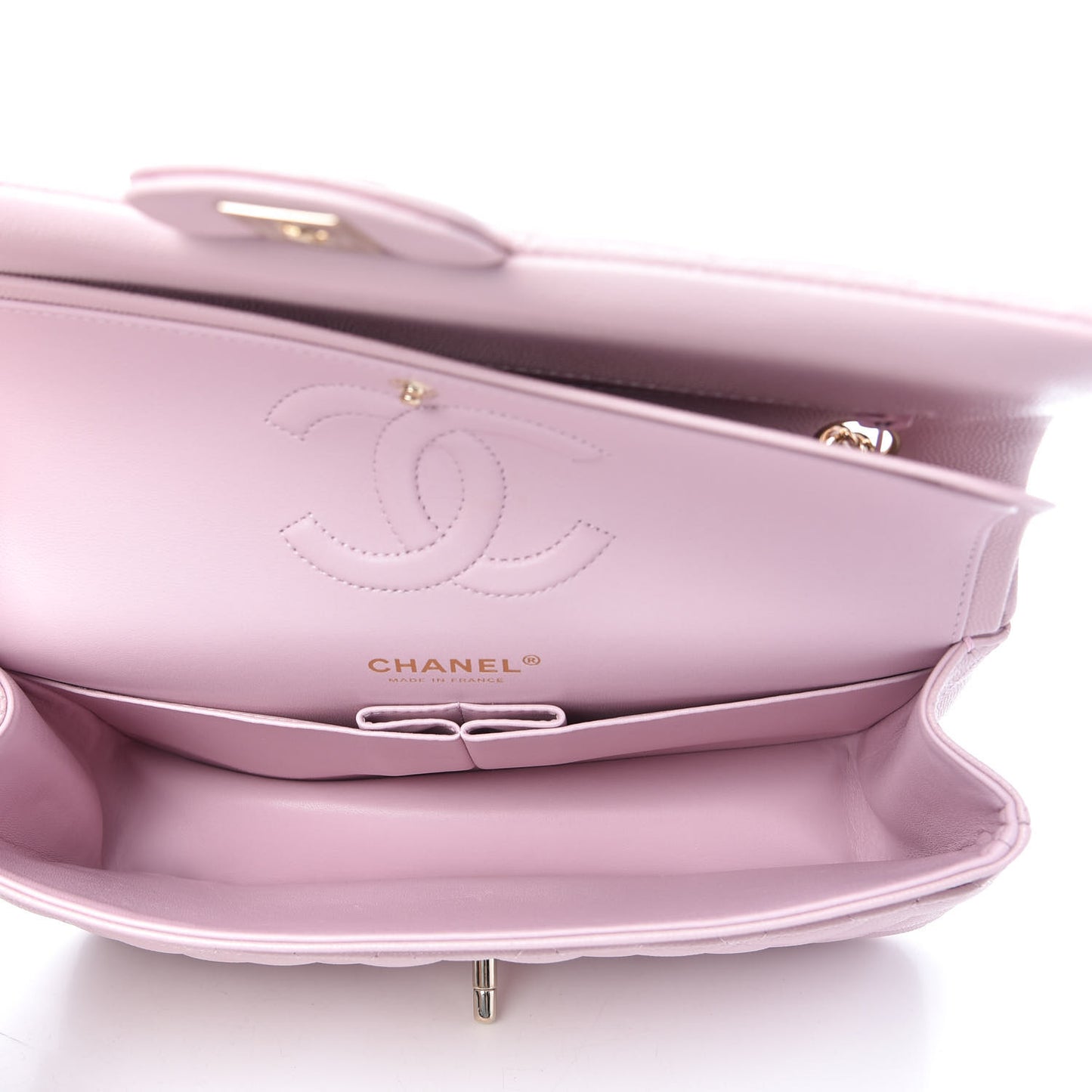 Caviar Quilted Medium Double Flap Light Pink
