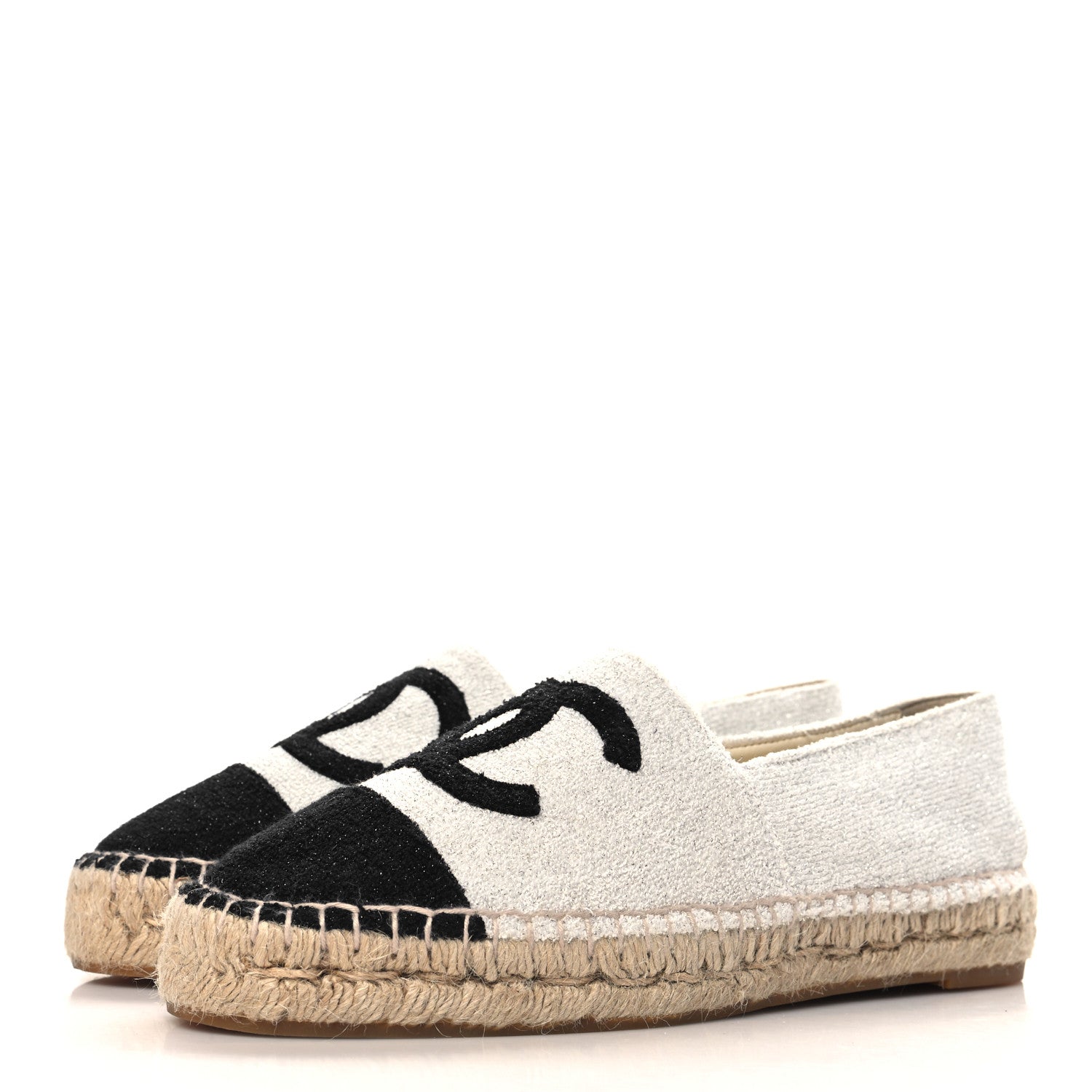 Chanel Terry Cloth CC Espadrilles 40 Silver Black 4 of 11