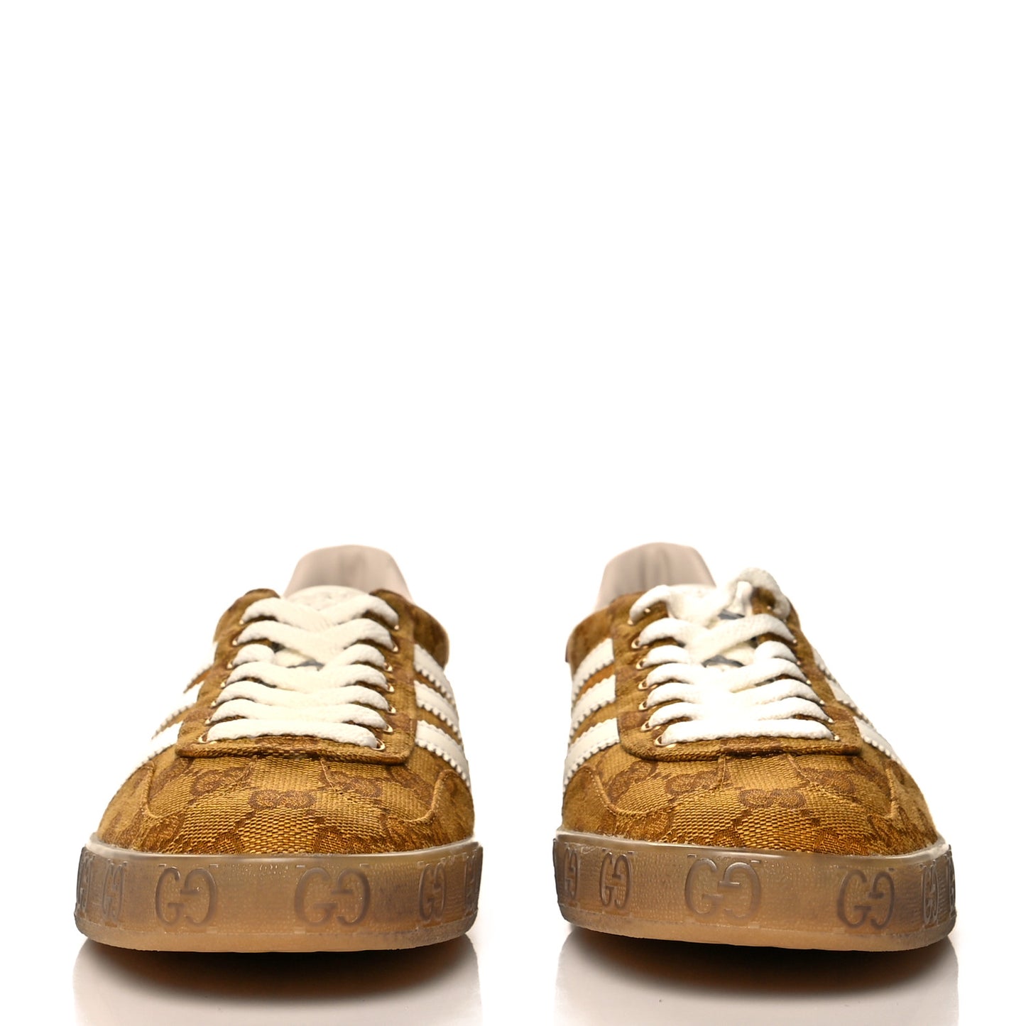 X ADIDAS Vintage GG Monogram Mens Gazelle Sneakers Mid Natural Nut Off White