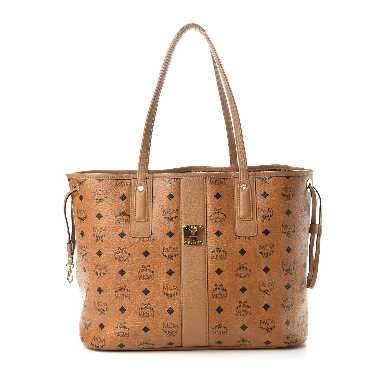 MCM Visetos Medium Liz Reversible Shopper Tote Cognac 3 of 10