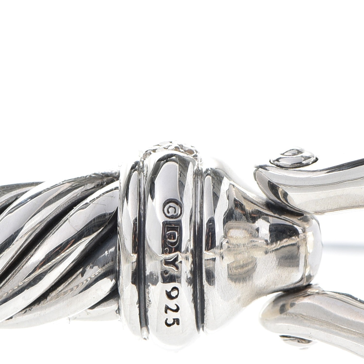 David Yurman Sterling Silver Diamond 8.5mm Cable Buckle Bracelet 5 of 5