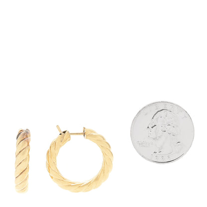 David Yurman 18K Yellow Gold 25.4mm Sculpted Cable Hoop Earrings 2 of 5