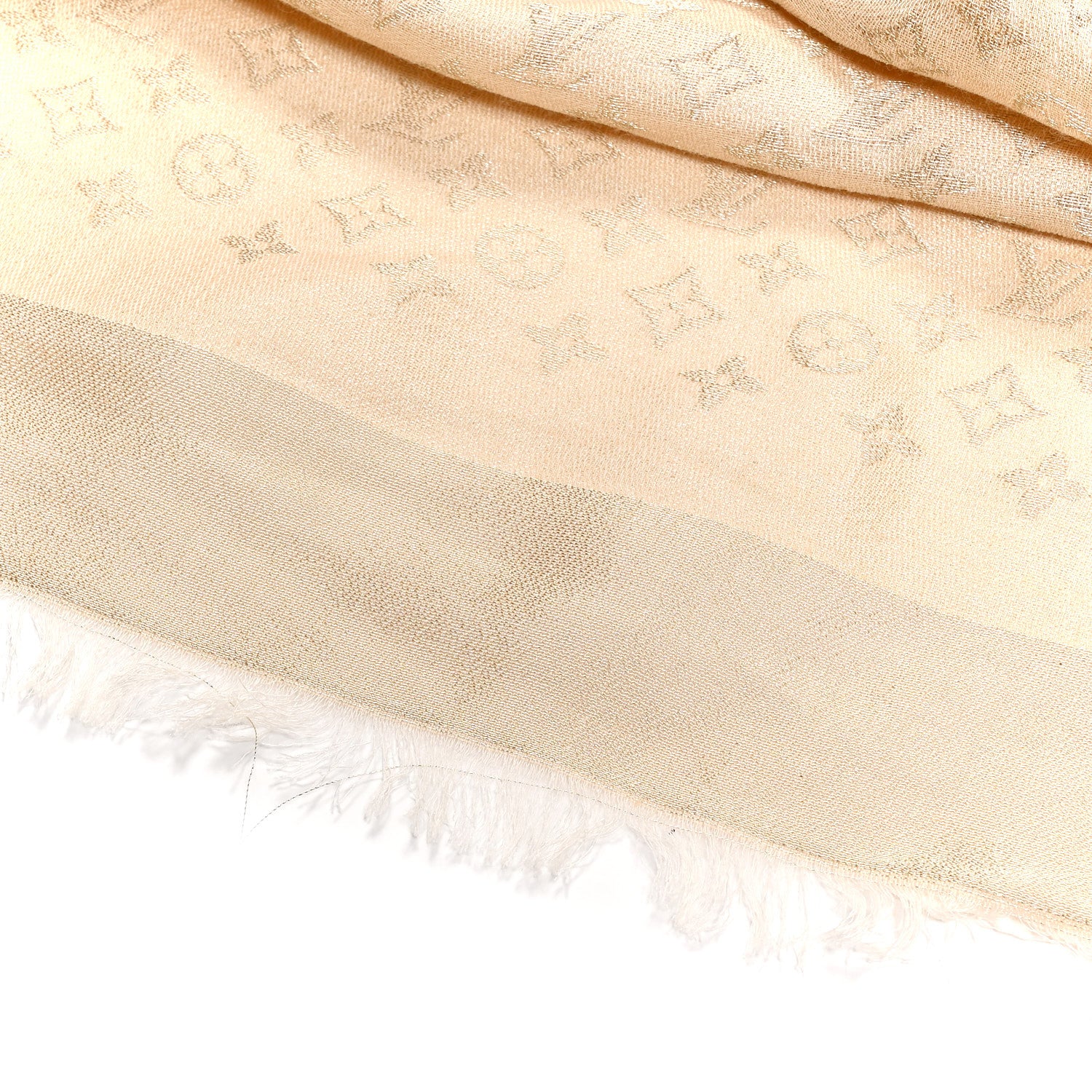 Louis Vuitton Silk Lurex Wool Monogram Shine Shawl Greige 4 of 4