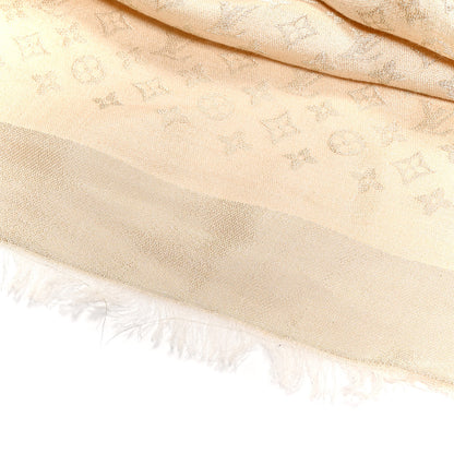Louis Vuitton Silk Lurex Wool Monogram Shine Shawl Greige 4 of 4