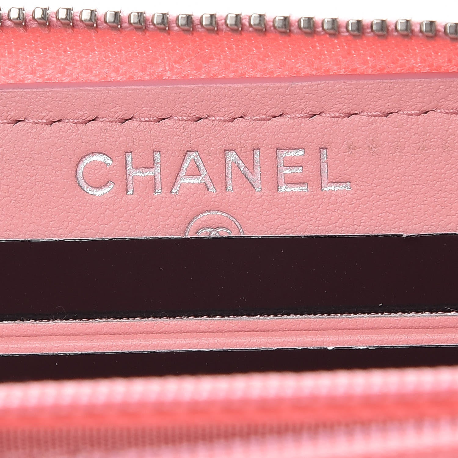 Chanel Caviar Quilted Medium Stripe Filigree Zip Around Wallet Pink White 6 of 9