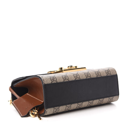 Gucci GG Supreme Monogram Calfskin Small Padlock Shoulder Bag Beige Black Cuir 5 of 10